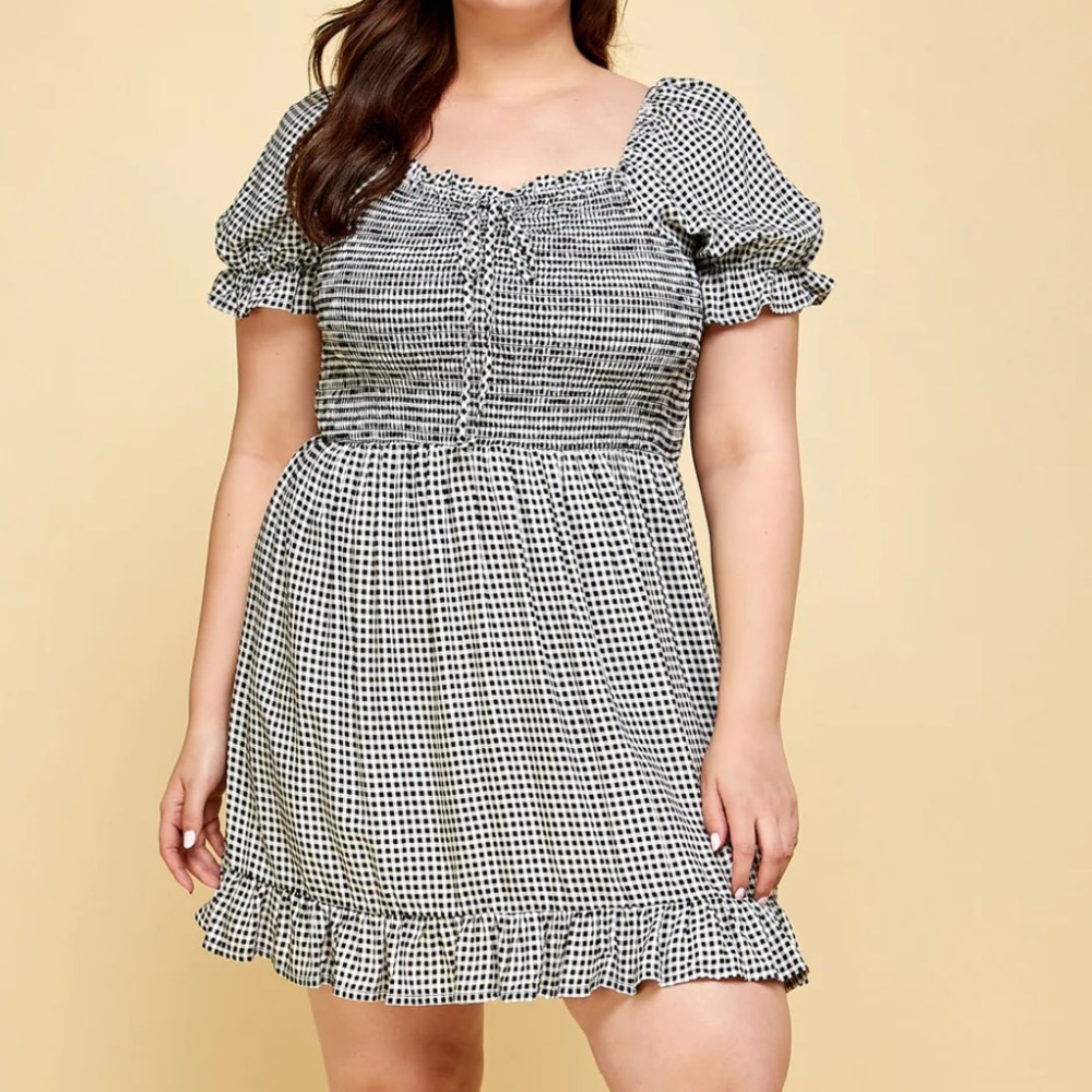 Gingham babydoll dress 2X